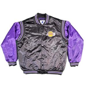 Vintage Starter Los Angeles Lakers NBA Satin Bomber Jacket Men’s XXL Kobe Lebron